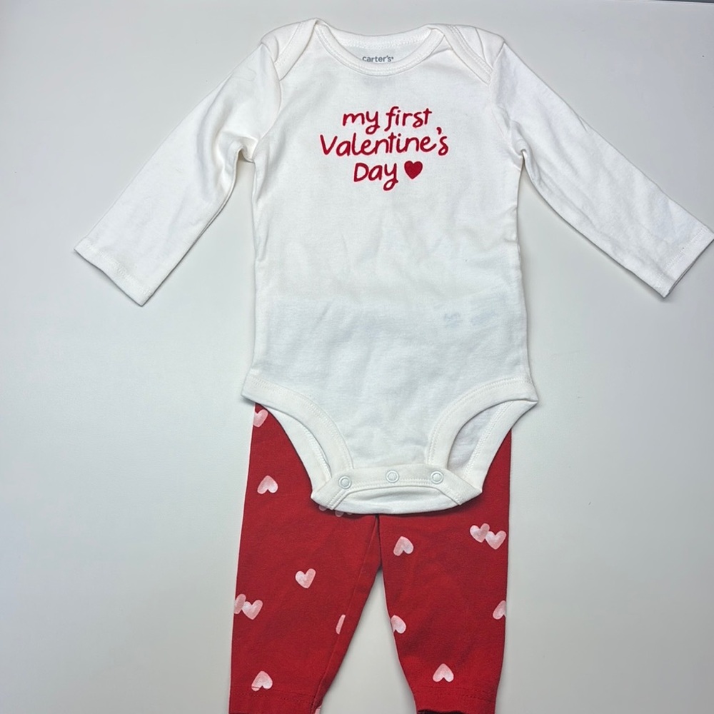 Carter's White and Red Valentine's Outfit- 3-6 Month